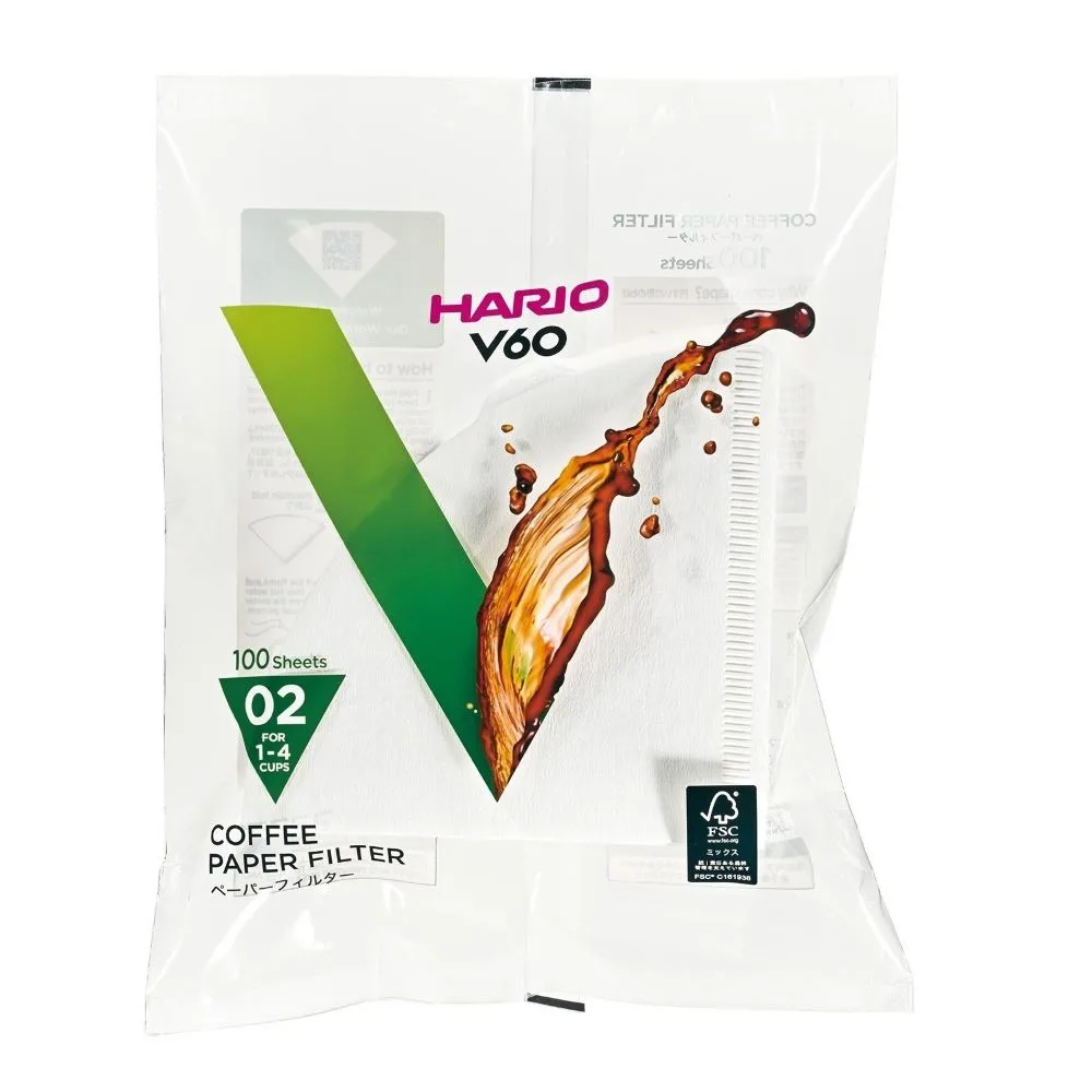 Filtro Hario V60 Branco 100 unidades Tamanho 02