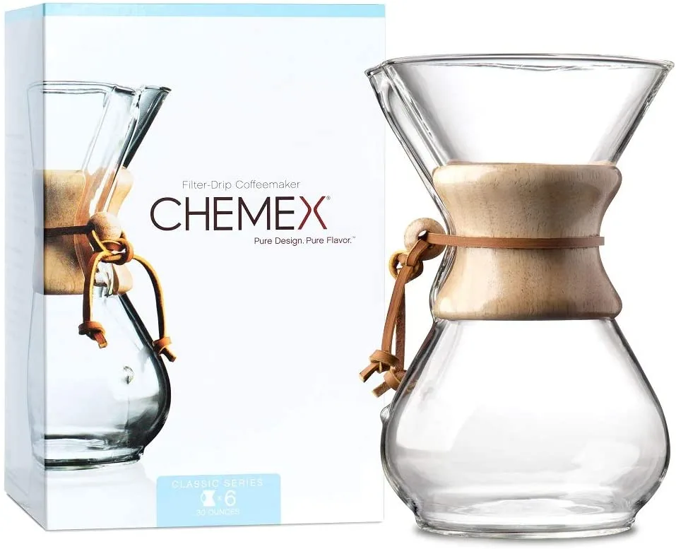 Coador Chemex com Colar de Madeira 6 Xícaras